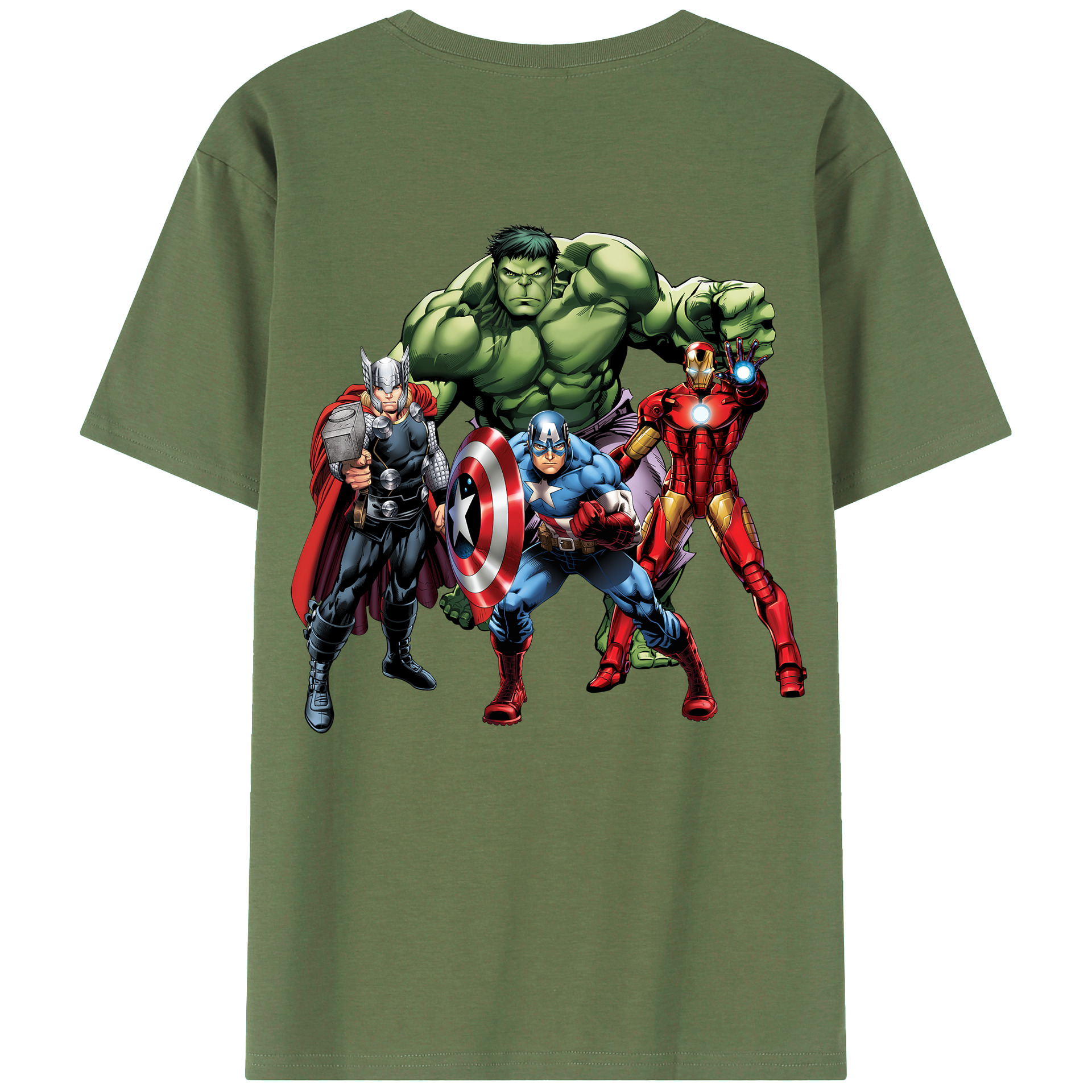 （画像用） アベンジャーズ The Avengers 綿100％ メンズ半袖Tシャツ（バックプリント） 通気性